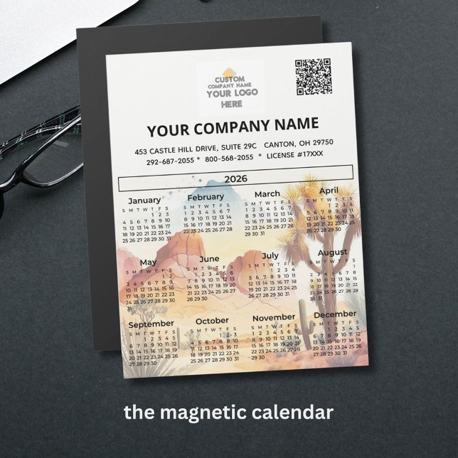2026 Desert Magnet Calendar Business Logo QR Code (Creator Uploaded)