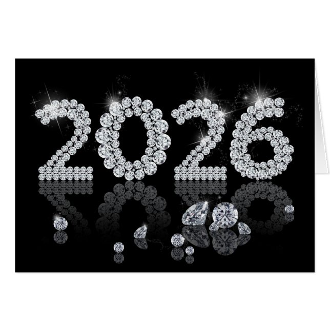 2026 Diamonds Luxury Happy New Year Greeting Card (Devant horizontal)