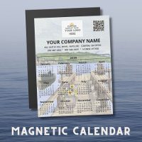 2026 Dock Water Magnet Calendar Business Logo QR 