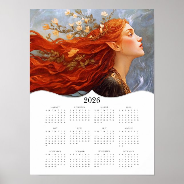2026 Elf Full Year Yearly Wall Calendar Poster (Front)