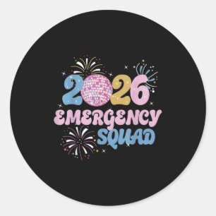 2026 Emergency Squad Er Nurse Happy New Year Disco Classic Round Sticker