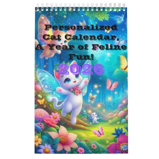 2026 Enchanted Fairy CuteCat Calendar Personalized (Cover)