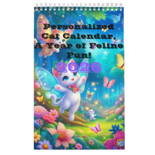 2026 Enchanted Fairy CuteCat Calendar Personalized