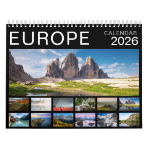 2026 Europe landscape photography black Calendar