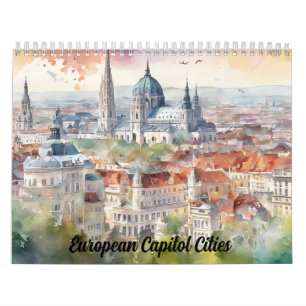 2026 European Capital Cities Watercolor Travel Art Calendar