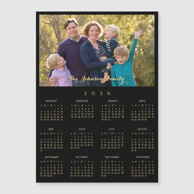 2026 Family Name Photo Calendar Personalized Card (Front)