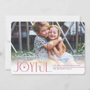 2026 FAMILY PHOTO modern kids JOYFUL heart red Announcement