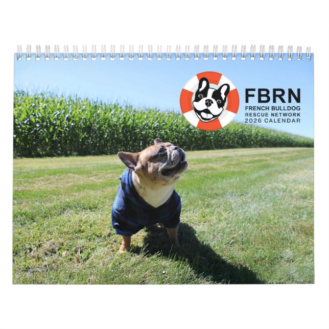 2026 FBRN French Bulldog Rescue Network Calendar (Cover)