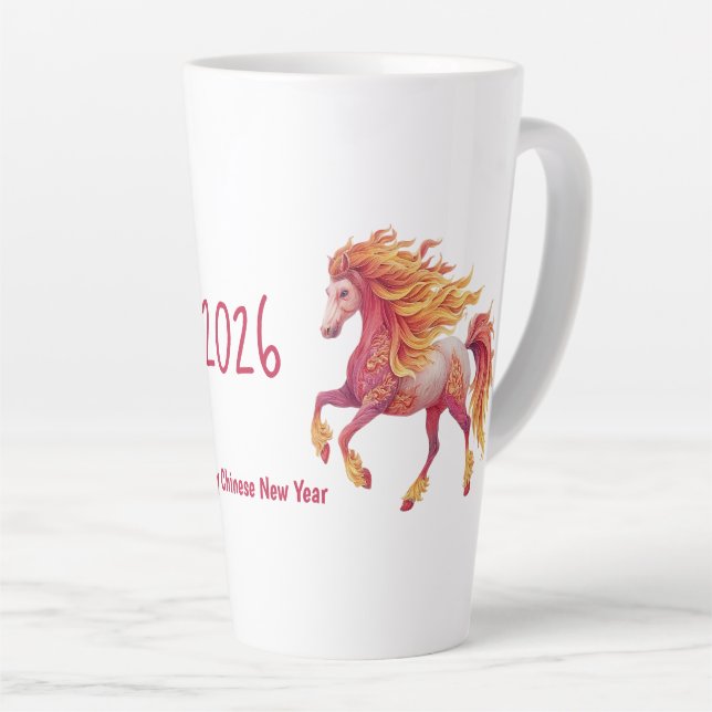 2026 Fiery Horse – Happy Chinese New Year Latte Mug (Right Angle)