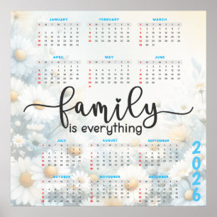 2026 Floral Calendar with Quote Poster