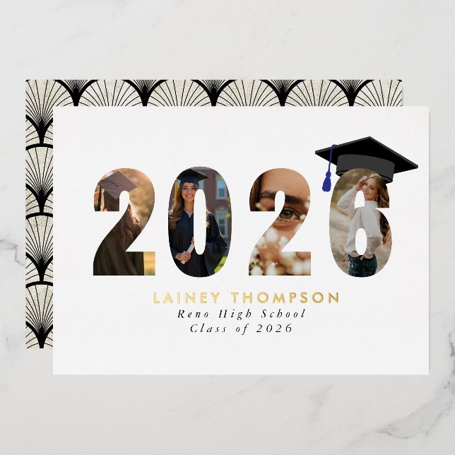 2026 Foil Typography Geometric Grad Announcement (Front/Back)