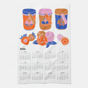 2026 Folk Art Cottagecore Jam Preserves Calendar Kitchen Towel