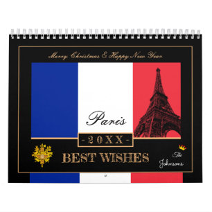 2026 French Flag & Eiffel Happy New Year, France Calendar