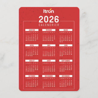 2026 French Red Calendar Enclosure Card