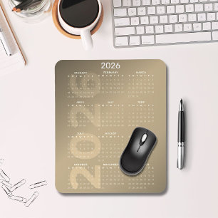 2026 Full Year Calendar Brown Gradient Background Mouse Pad