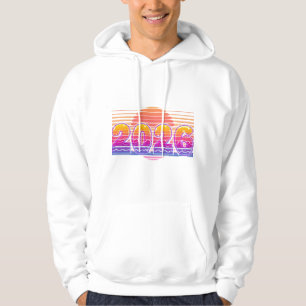 2026 Funky Retro Illustration – Sunset Stripes Hoodie