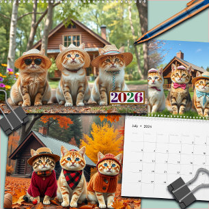 2026 Funny Cats in Preppy Attire and Hats Calendar