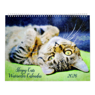 2026 Funny Lazy Sleepy Cat Relaxing Cat Lover Gift Calendar