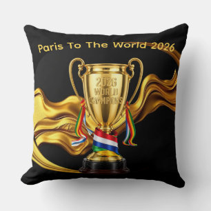 2026 Global Cup: Gold Fluid   Paris To the world 8 Throw Pillow