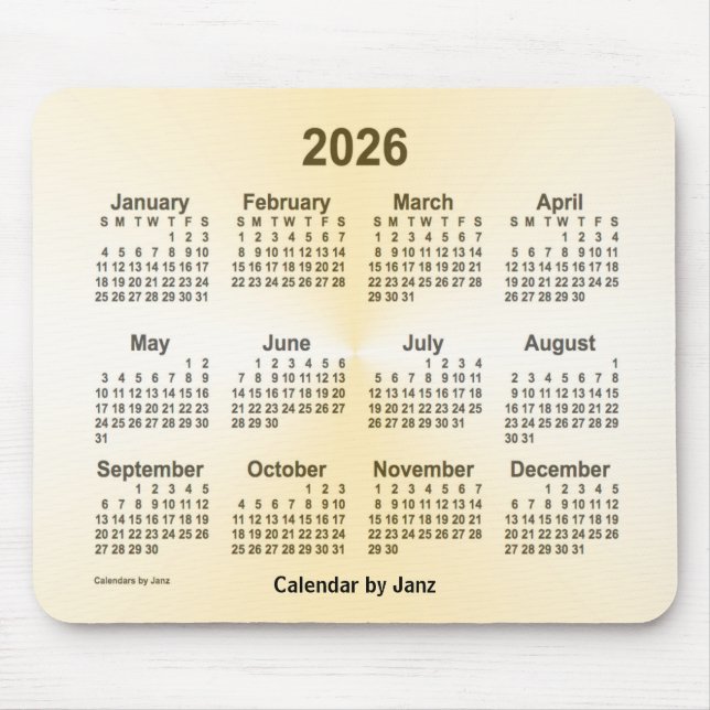 2026 Gold Calendar by Janz Mouse Pad (Front)