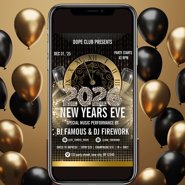 2026 Gold New Years Eve Party Invitation (Créateur téléchargé)