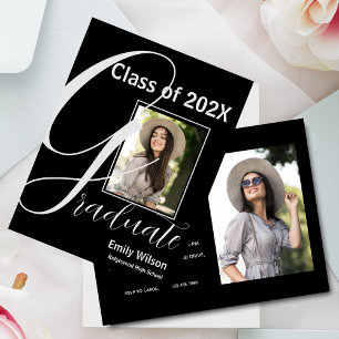 2026 GRAD Two Photo Graduation Party Invitation Postcard