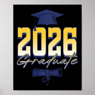2026 Graduate Graduation Cap Diploma Premium Tri-b Poster