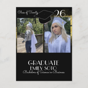 2026 Graduation Collage Script Gold Black Postcard