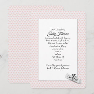 2026 Graduation Diploma on Pink Hearts Invitation
