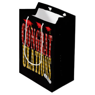 2026 Graduation In Red and Gold School Colors Medium Gift Bag