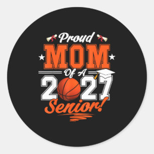 2026 graduation proud mom of a basketball senior classic round sticker