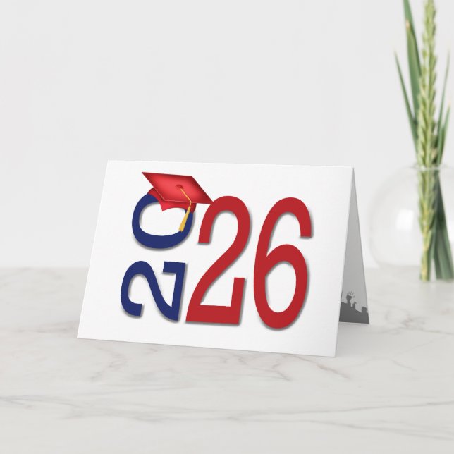 2026 Graduation Red and Blue School Colors Card (Front)
