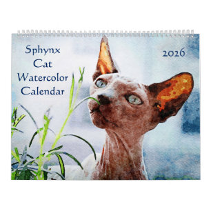 2026 Hairless Sphynx Cat Owners Lovers Gift Calendar
