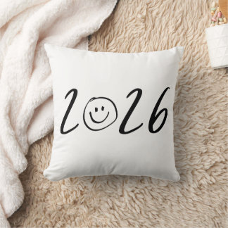 2026 Happy Face  Throw Pillow