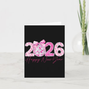 2026 Happy New Year Bow Patch Disco Ball  Card