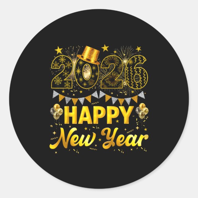 2026 Happy New Year Celebration Party Fire Work Me Classic Round Sticker (Front)