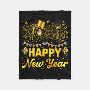 2026 Happy New Year Celebration Party Fire Work Me Fleece Blanket