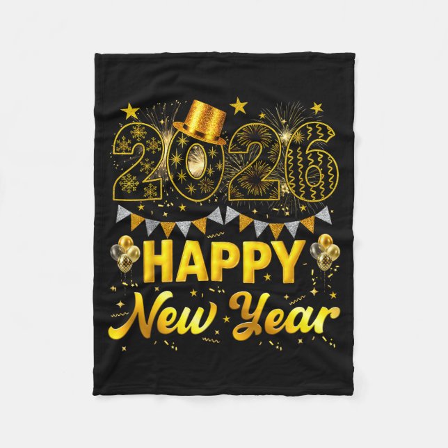2026 Happy New Year Celebration Party Fire Work Me Fleece Blanket (Front)