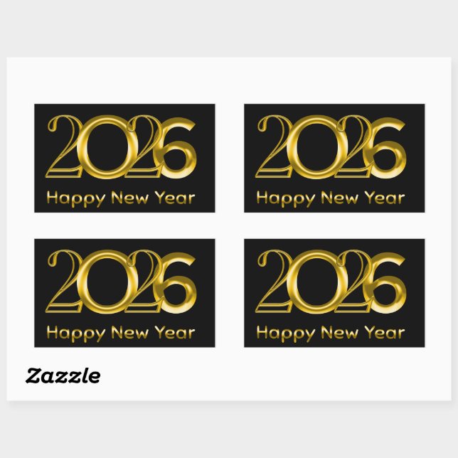 2026 Happy New Year Faux Gold Typography Sticker (Sheet)