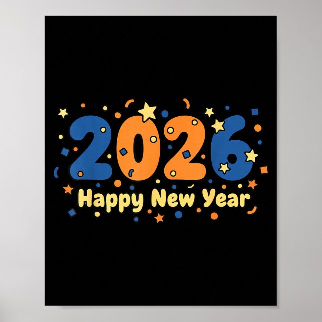 2026 Happy New Year Fireworks Celebration  Poster (Front)