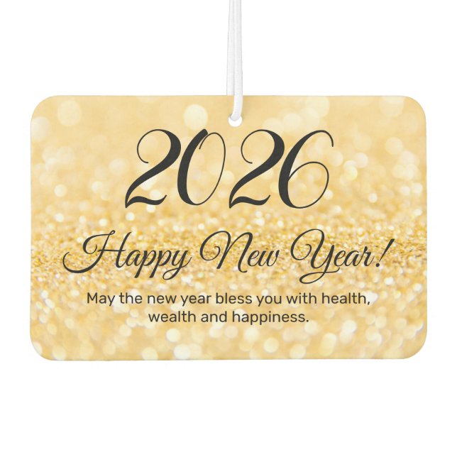 2026 happy new year,gold glitters sparkles air freshener (Front)