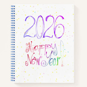 2026 happy new year handlettering Spiral Notebook