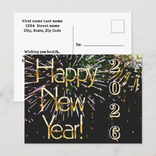 2026,Happy new year!holiday Firework Merry Christm Postcard