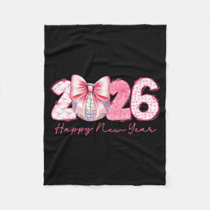 2026 Happy New Year Nk Coquette Preppy Disco Girly Fleece Blanket