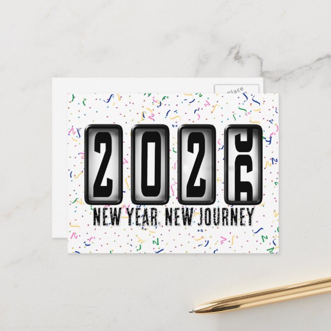 2026 Happy New Year Odometer Postcard (Front/Back In Situ)
