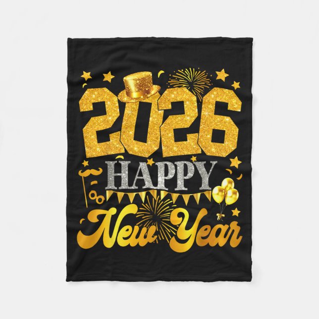 2026 Happy New Year Party Fireworks New Years Eve  Fleece Blanket (Front)