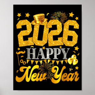 2026 Happy New Year Party Fireworks New Years Eve  Poster