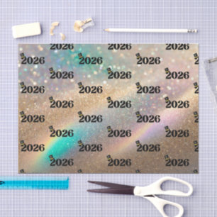 2026 happy new year pattern colourful glitters  tissue paper