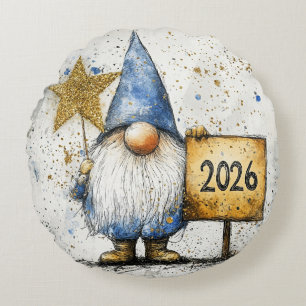 2026, Happy New Year Round Pillow