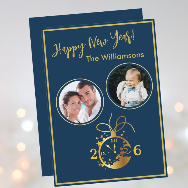 2026 Happy New Year's 2 Photo Clock Card (Creator Uploaded)